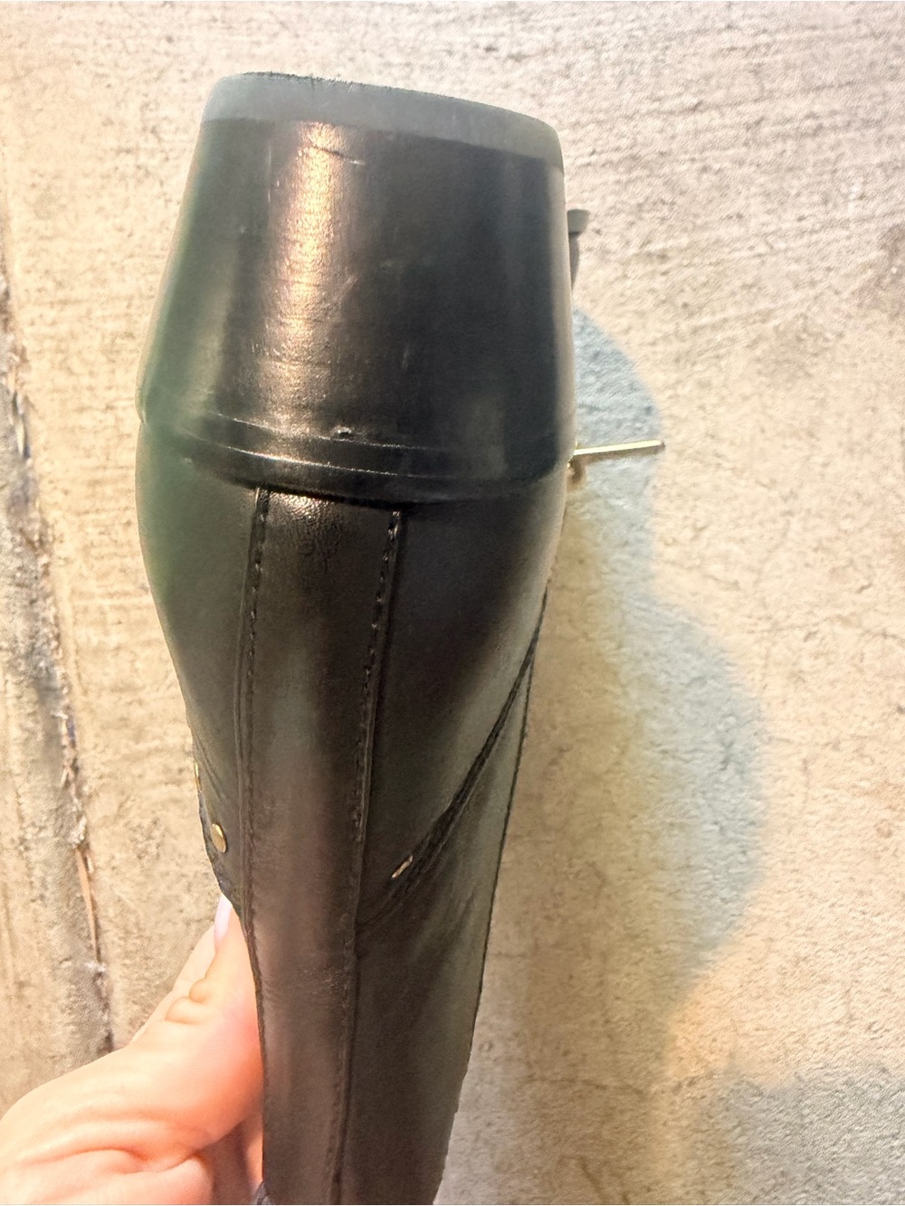 Coach Black Leather Ankle Boots with Gold Stud Accents - Picture 11 of 14